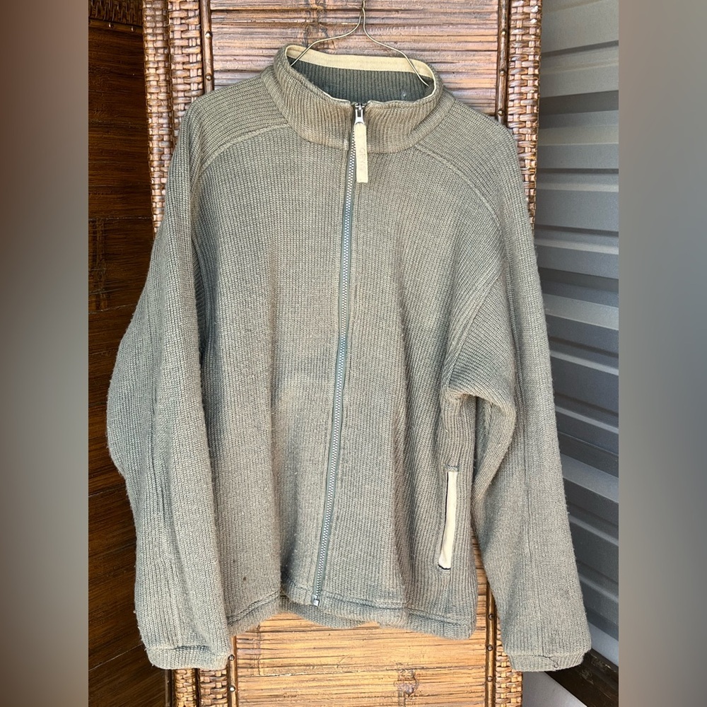 Vintage wool orvis knit jacket zipper stand collar size Medium